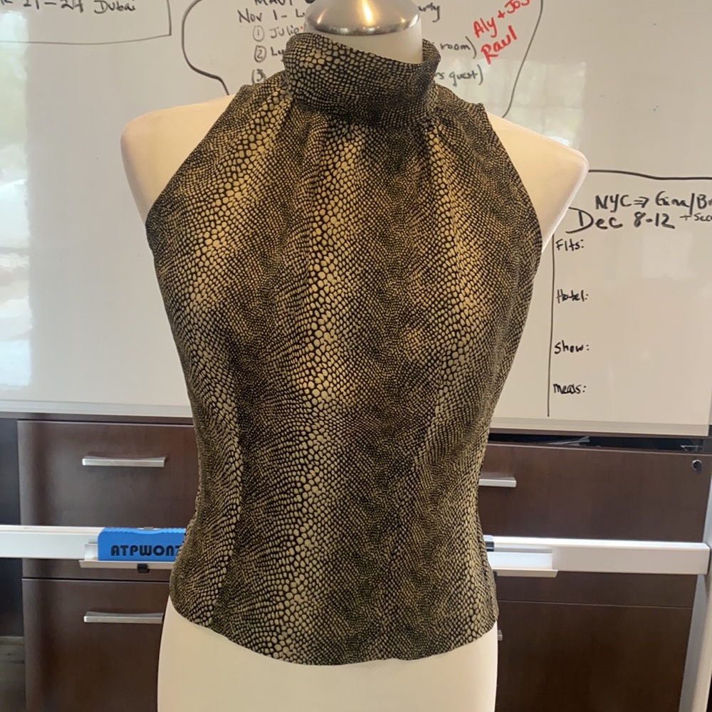 Tess Silk Snakeskin print halter top